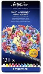 STAEDTLER Akvarell színes ceruza készlet, hatszögletű, fémdobozos, STAEDTLER "Mars® Lumograph® 104", 12 különböző szín (TS104M12) - tintasziget