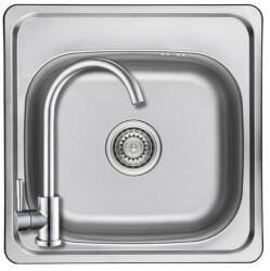 Laveo SKS_010T+SAP4-A090 - LAVEO STANDARD 1M rozsdamentes mosogató 475X475 + ZEGOR rozsdamentes íves csaptelep (SKS_010T+SAP4-A090)