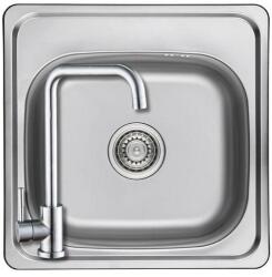 Laveo SKS_010T+SAP4-B090 - LAVEO STANDARD 1M rozsdamentes mosogató 475X475 + ZEGOR rozsdamentes szögletes csaptelep (SKS_010T+SAP4-A090.)