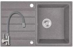 Laveo SRM_511T+SAP4 - LAVEO Margarita 50 csepptálcás gránit mosogató dugókiemelővel 790X490 szürke + ZEGOR csaptelep szürke (SRM_511T+SAP4)