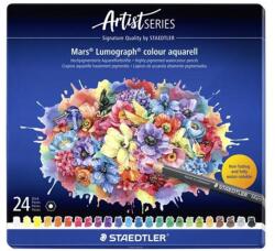 STAEDTLER Akvarell színes ceruza készlet, hatszögletű, fémdobozos, STAEDTLER "Mars® Lumograph® 104", 24 különböző szín (TS104M24) - tintasziget