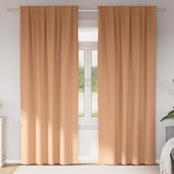 vidaXL Fekete Függöny Gyűrűkkel 2 pcs Világos Barna 260 x 140 cm (4107482)