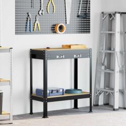 vidaXL Munkaasztalok fiókkal polcokkal Fekete 80 x 40 x 91 cm Faanyag (42020130)