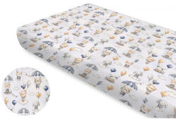 Baby Shop pamut, gumis lepedő 80*160 cm - kék lufis állatok