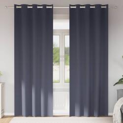 vidaXL Fekete Függöny Gyűrűkkel 2 pcs Antracit 225 x 140 cm Poliészter (4107340)