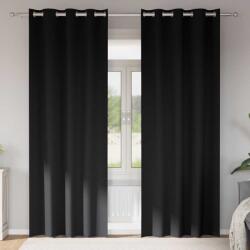 vidaXL Fekete Függöny Gyűrűkkel 2 pcs Fekete 245 x 140 cm Poliészter (4107321)