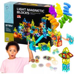  Mágneses építőkockák, világító Stem golyópálya LED3+ golyópálya csövek 20 Db (KIDW21)