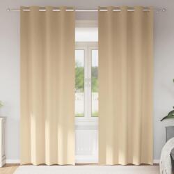 vidaXL Fekete Függöny Gyűrűkkel 2 pcs Krém 245 x 140 cm Poliészter (4107376)