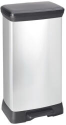 Keter Szemetes kuka pedálos fémhatású műanyag 50 literes fekete/ezüst Deco Bin_Curver - delfinbuvar