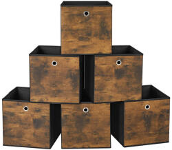 SONGMICS Rusztikus Tárolódoboz Szett Oxford Szövetből Barna-Fekete 6 db (EUZ-RFB102B01)