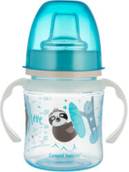 Canpol babies Szilikon ivócsőrős tanulópohár világító fogantyúval EXOTIC ANIMALS 120ml kék