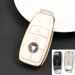  Mercedes 3 gombos smart kulcs TPU tok fehér arany (TME041AFH)