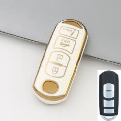  Mazda 4 gombos smart kulcs TPU védőtok fehér arany (TMA024AFH)