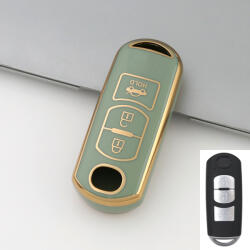 Mazda 3 gombos smart kulcs TPU védőtok zöld arany (TMA023AZO)