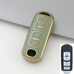  Mazda 4 gombos smart kulcs TPU védőtok zöld arany (TMA024AZO)