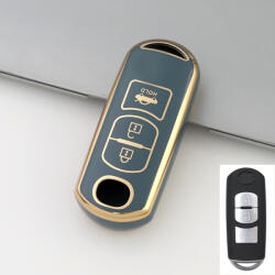  Mazda 3 gombos smart kulcs TPU védőtok kék arany (TMA023AKE)