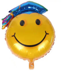 Mezőfi Team Kft Lufi, fólia, ballagó smiley, kék sapkás, 60 cm
