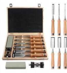 Craftec Fafaragó vésőkészlet, 6db, élezővel, fa dobozban (CRAFTEC-DIY-054)