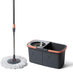 Greenhomeware Spin Mop forgófejes felmosószett (vödör + nyél + acél facsaró + 2 mop)