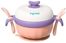 U-GROW Bol termic , lingurita si furculita , baza antialunecare, mov, U-Grow