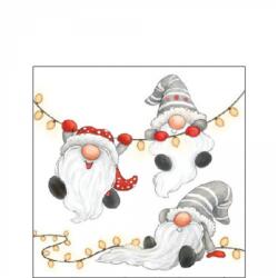 Ambiente Gnomes on the light chain white papírszalvéta 25x25cm, 20db-os