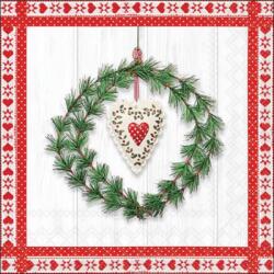 Ambiente Heart in wreath papírszalvéta 33x33cm, 20db-os