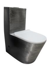  Set vas WC cu capac slim, montare pe podea, Rimless, evacuare laterala, finisaj argintiu 68 A 37 A 80 cm - T2123EDS (C1468)