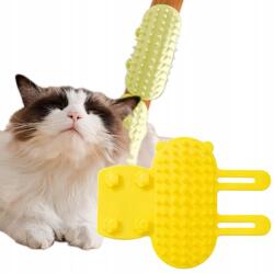 DKM Karmolókefe macskáknak, szilikon, masszázs, játék, sárga (SZKZO)