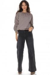 RohBoutique Bluza oversized cu dungi bej - Aimelia Br2943