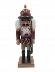 G. Wurm Diótörő Premium Karácsonyi Dekoráció, 26cm, fa, piros, zöld