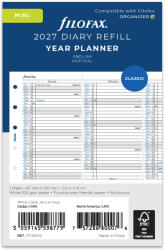 FILOFAX Naptárbetét Éves Vertikális Mini Fehér 2027