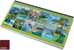 Realsystem Szigetek, képes fekvő asztali naptár RS7971, Bordó