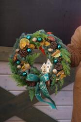  Karácsonyi Koszorú, nemesfenyő, 40cm, természetes, időjárásálló (Wianek z żywej jodły Nobilis)