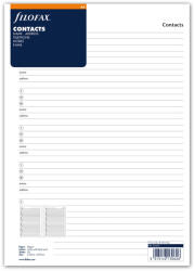 FILOFAX Kontakt lista (Név / Cím / Telefon / Email / Kontakt) 5 nyelvű A4 Fehér