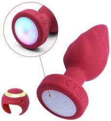 Guilty Toys Anal Plug Led Light Vibrating Plug, Remote Control, 10 Vibration Modes, Silicone, USB, Red, 9 cm