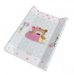 Babastar merev pelenkázólap 50x80cm - It's a Girl! Maci cumisüveggel - Szürke