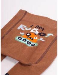 Yo Club! Pamut Harisnyanadrág csúszásgátlós - Barna Robotos 68/74