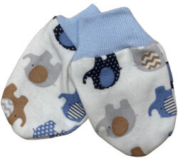 Wikids Karmolás Elleni Pamut Kesztyű - Fehér/Kék elefántos