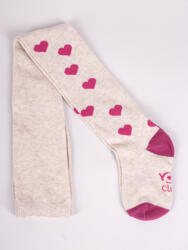 Yo Club! Pamut Harisnyanadrág csúszásgátló talppal - Bézs/Mályva Szíves 104/110