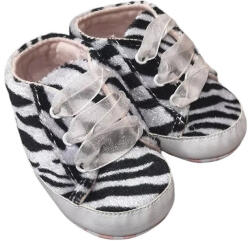 Yo Club! Yo Bébi Kocsicipő 0-6 m+ - Fekete/Fehér Csíkos