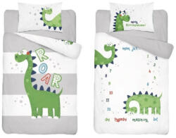 Maya Moo Gyerek Bambusz ágyneműhuzat 90x120cm - Dinó "Roar" zöld