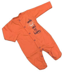 Eevi Pamut Ujjas Rugdalózó - Narancssárga "Smile and be happy" 56