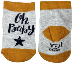 Yoclub Yo Bébi Zokni Mintás zokni 3-6 - Szürke/Mustár "Oh Baby"1 db-os