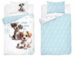 Maya Moo Gyerek pamut ágyneműhuzat 90x120cm - Kutyusok fehér/kék