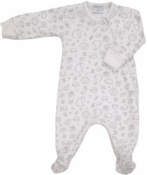 Wikids Hosszú ujjú cipzáros pamut rugi - Fehér/Bézs Süni 56