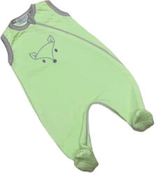 Wikids Ujjatlan Steppelt Pamut Rugdalózó - Zöld/Szürke Róka Hímzéssel - 62