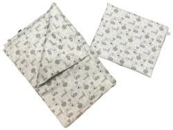 Rikidor 2 Részes Ovis Ágynemű Szett - Fehér/Szürke Kutyás