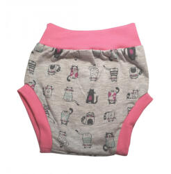 Wikids pamut pelus nadrág - Szürke/pink cicás - 62
