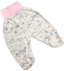 Gólyahír Pamut Pocaknadrág - Fehér/Rózsaszín Házikós 74