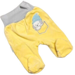 EEVI Plüss bébi nadrág - sárga/Szürke Kutyás 62